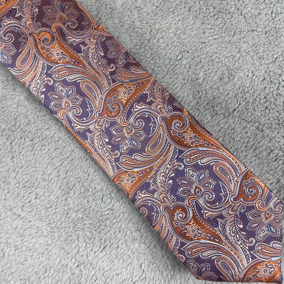 Eton Necktie Paisley 100% Silk Mens Luxury Tie Made Italy 58” Casual EUC